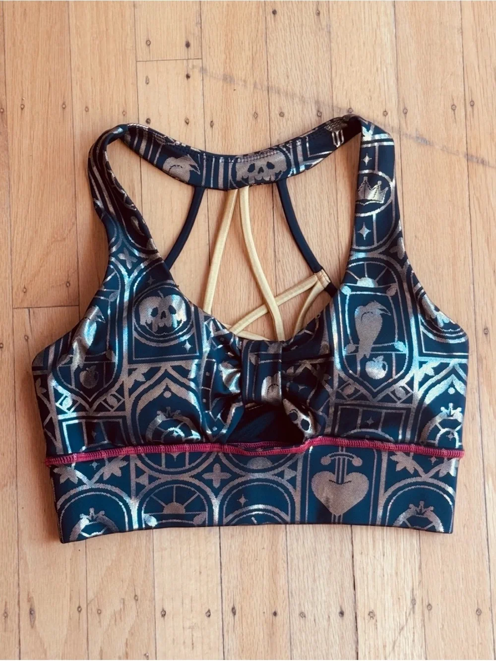 Crowned Athletics Black Gold Crown Sports Bra Size S NWOT